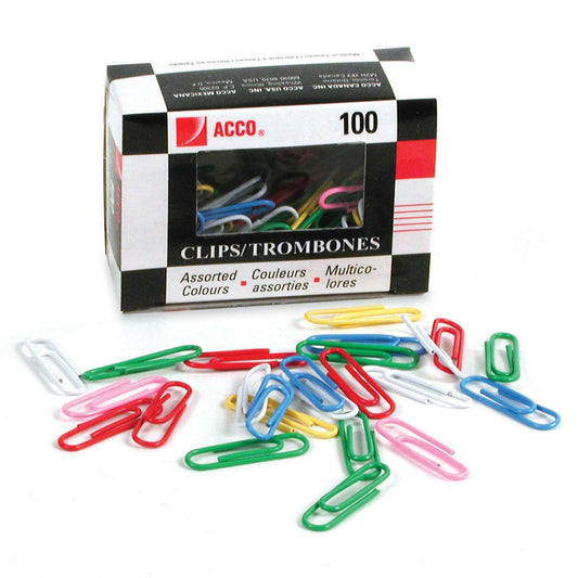 Acco Vinyl Coated Colour Paper Clip - #1, Standard