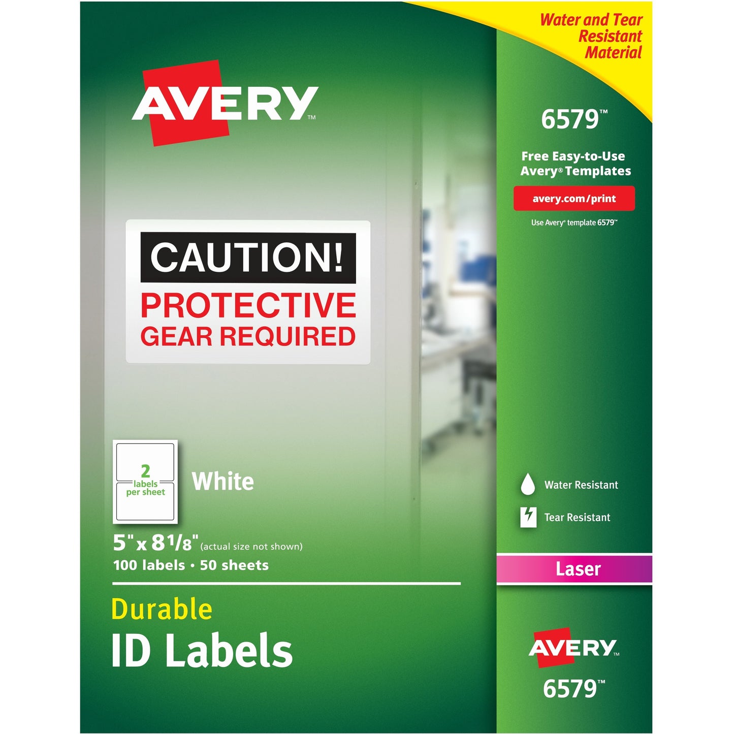 Avery&reg; Permanent Durable ID Labels, TrueBlock(R), 5" x 8-1/8" , Matte White, 100 Labels (6579)