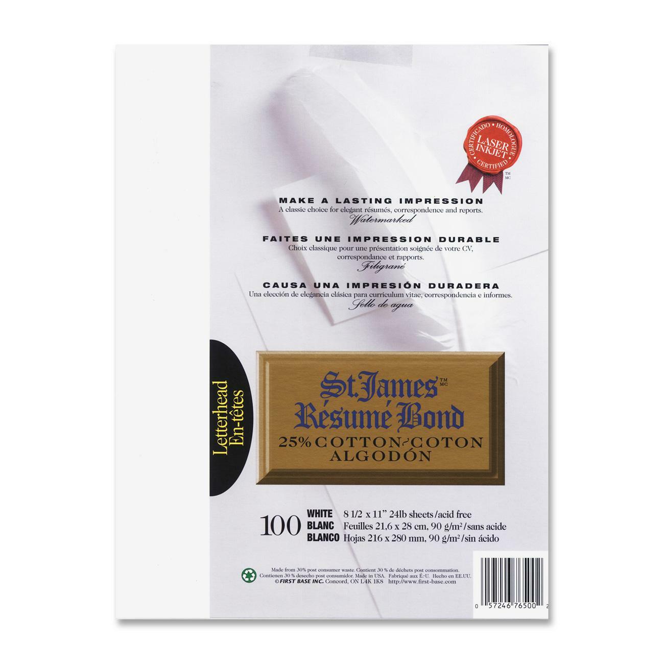 First Base Inkjet, Laser Bond Paper - White - Recycled