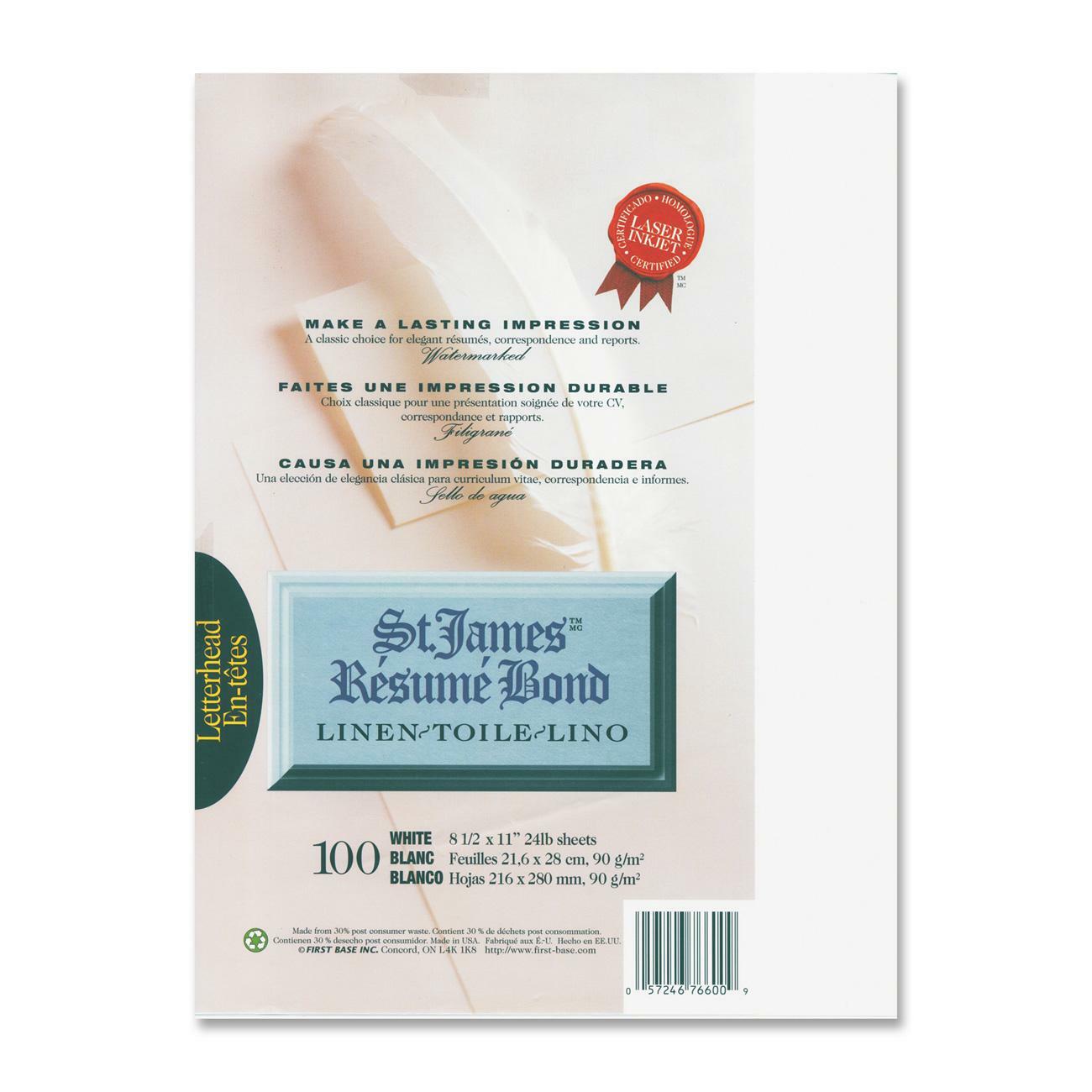 First Base Inkjet, Laser Bond Paper - White - Recycled