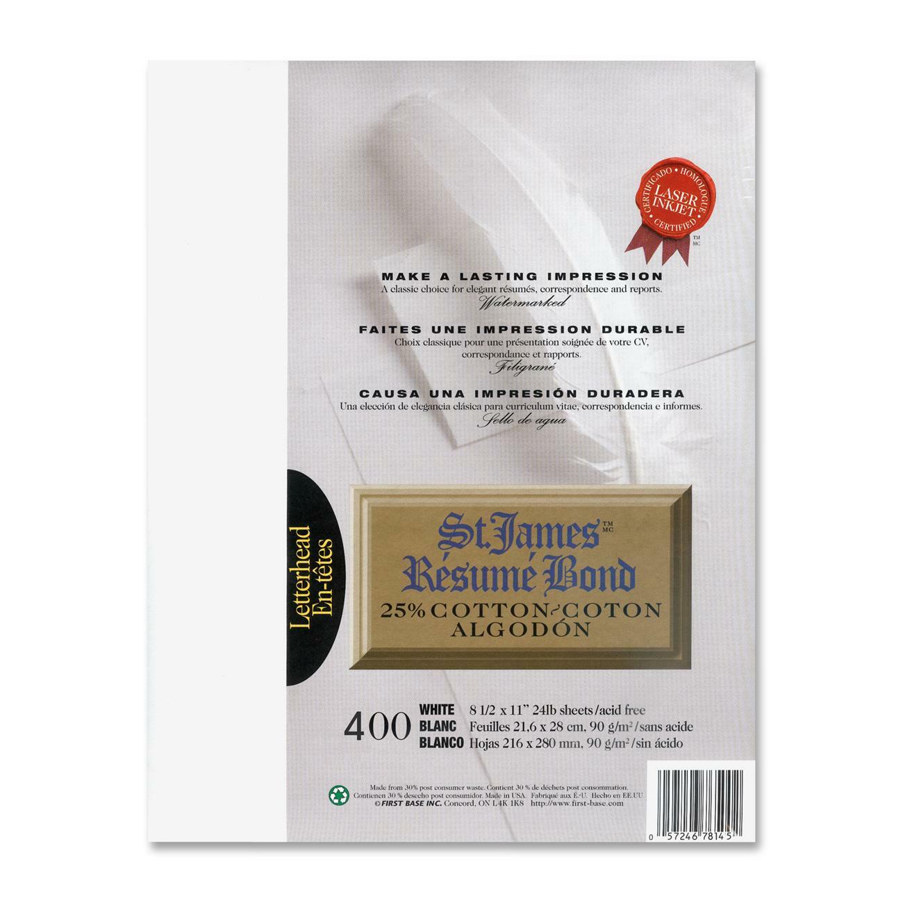 First Base Inkjet, Laser Bond Paper - White - Recycled