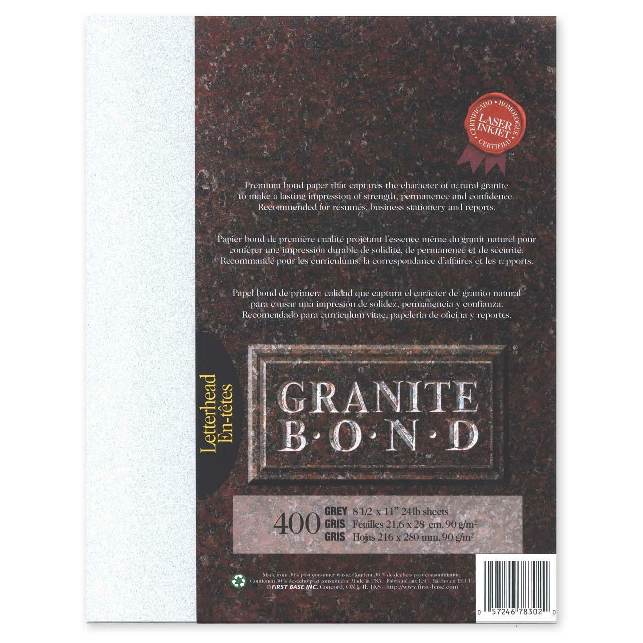 First Base Granite Bond Laser Laser Paper - Gray - Recycled