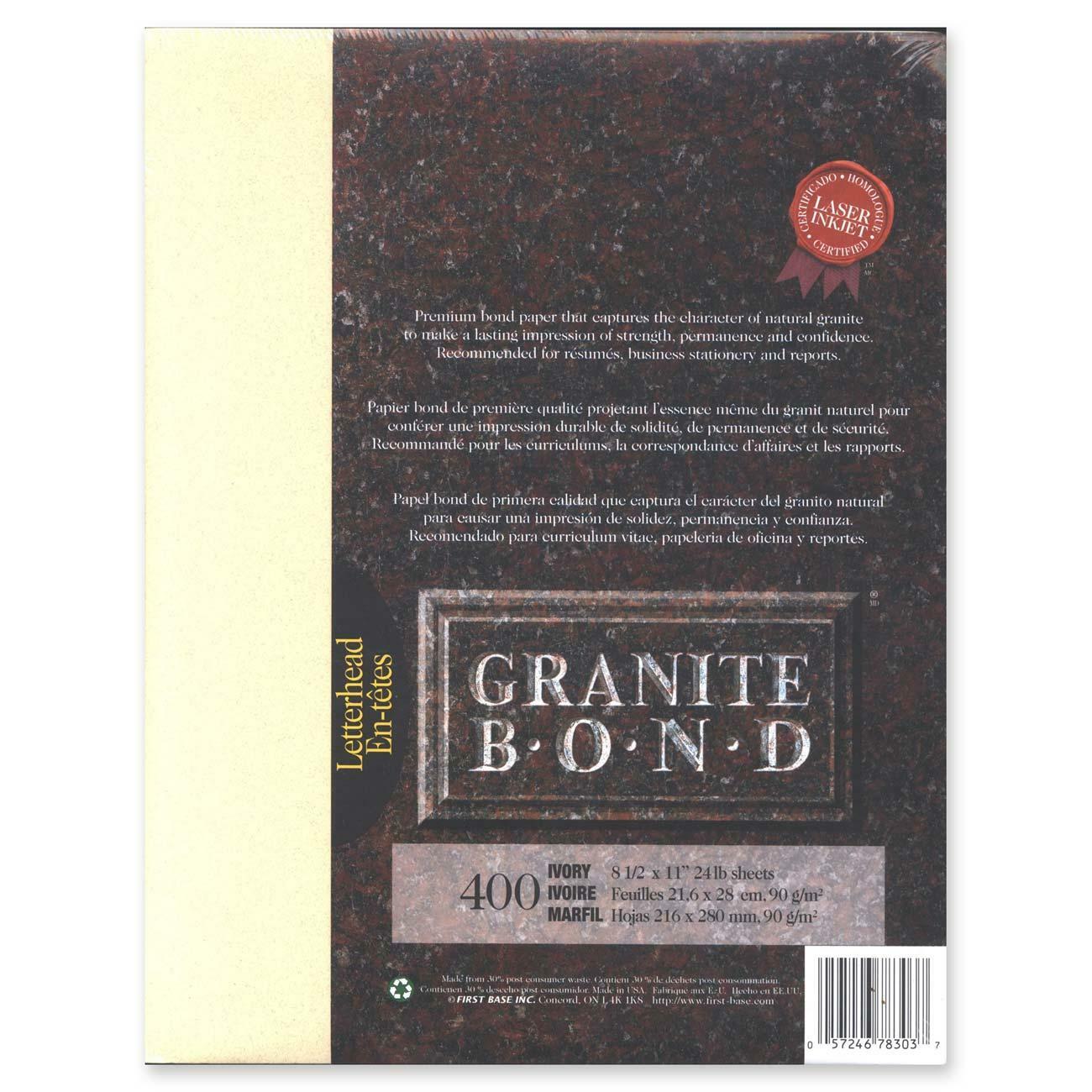 First Base Granite Bond 78303 Laser Laser Paper - Ivory - Recycled