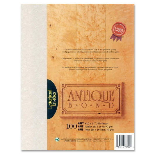 First Base Antique Bond 78722 Laser Bond Paper - Gray - Recycled