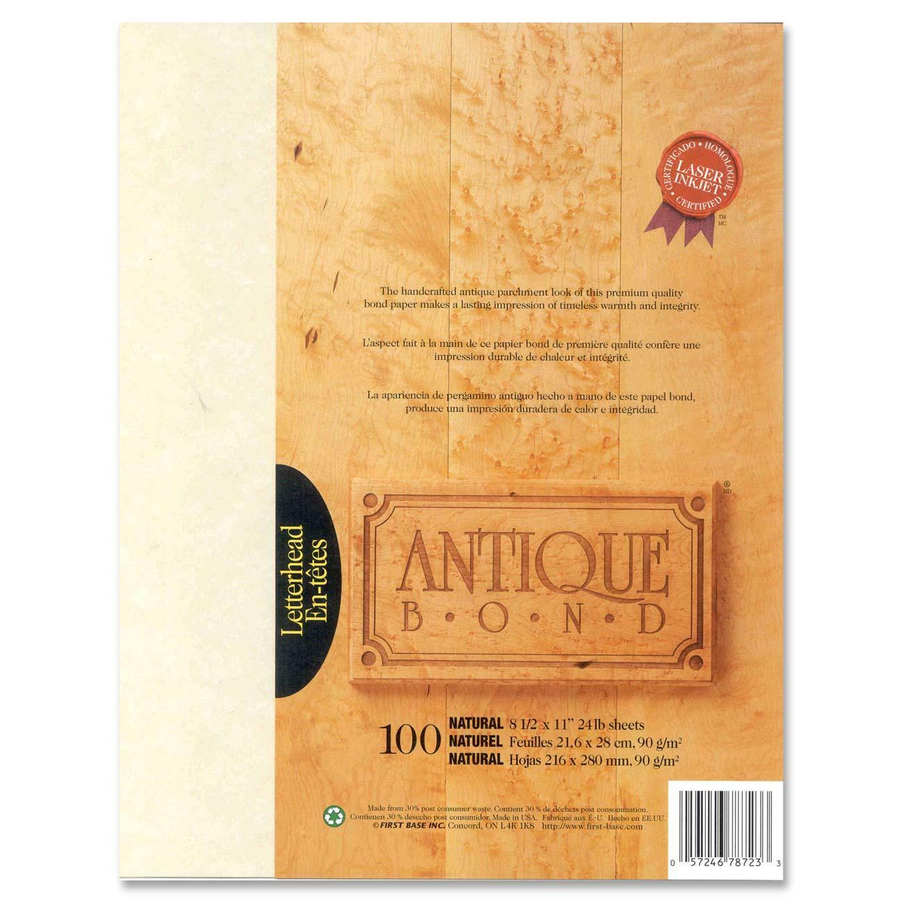 First Base Antique Bond 78723 Laser Bond Paper - Natural - Recycled