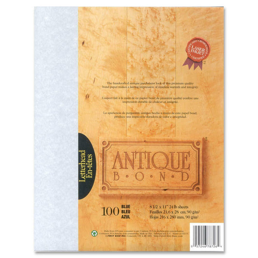 First Base Antique Bond Laser Bond Paper - Blue - Recycled