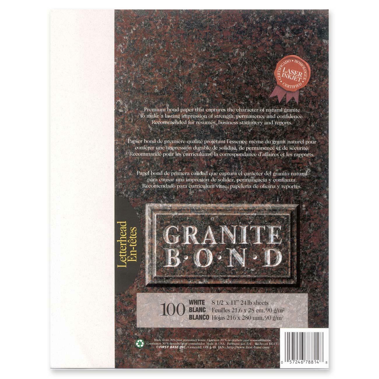 First Base Granite Bond Laser Laser Paper - White - Recycled