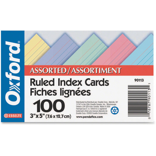 Oxford Printable Index Card - Assorted - Recycled