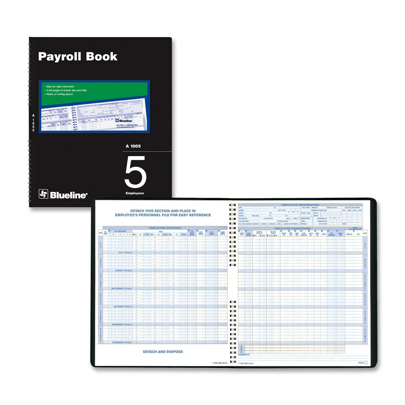 Blueline Five Employees Payroll Book