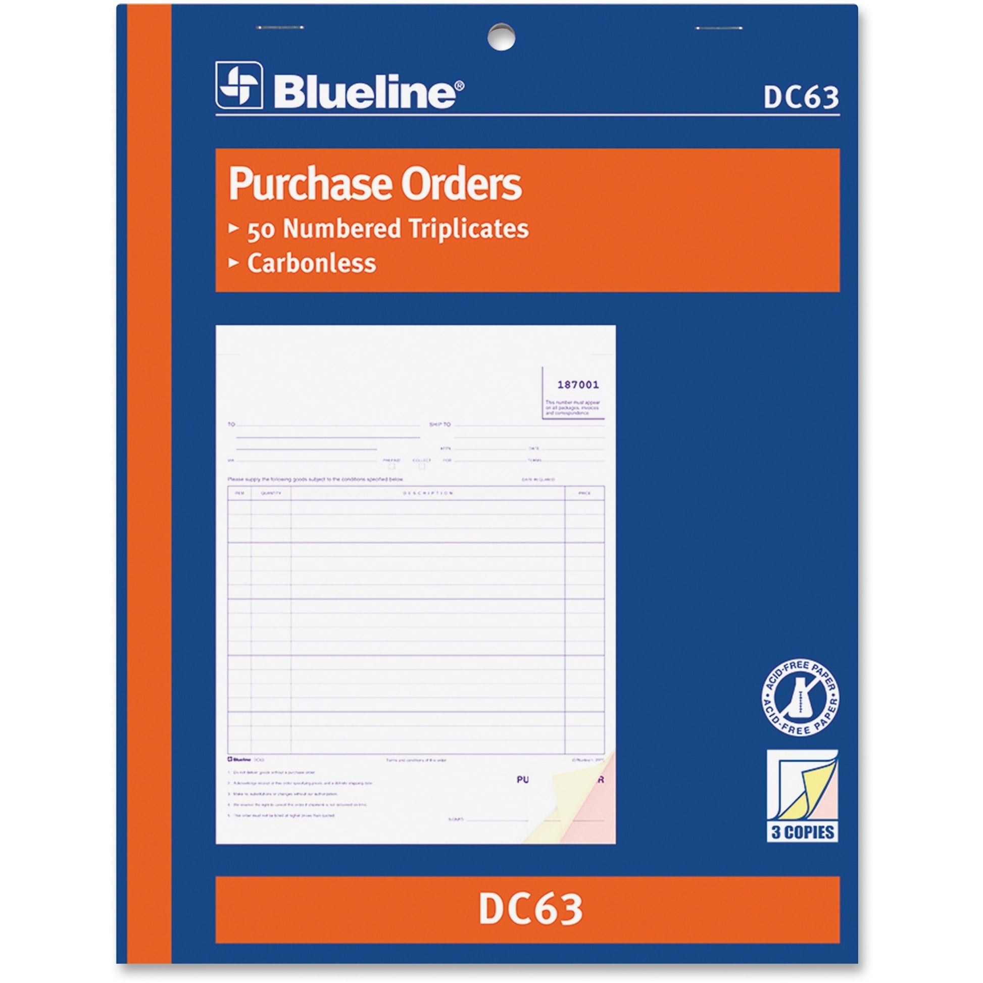 Blueline Purchase Order Form Book