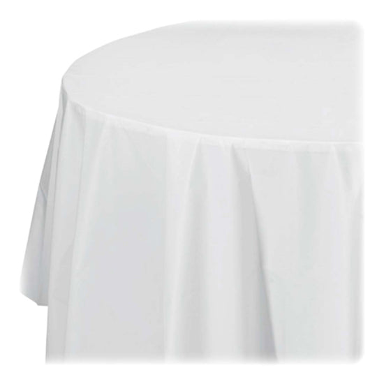 TABLECVR, PLSTC 84"RND*WHITE*6