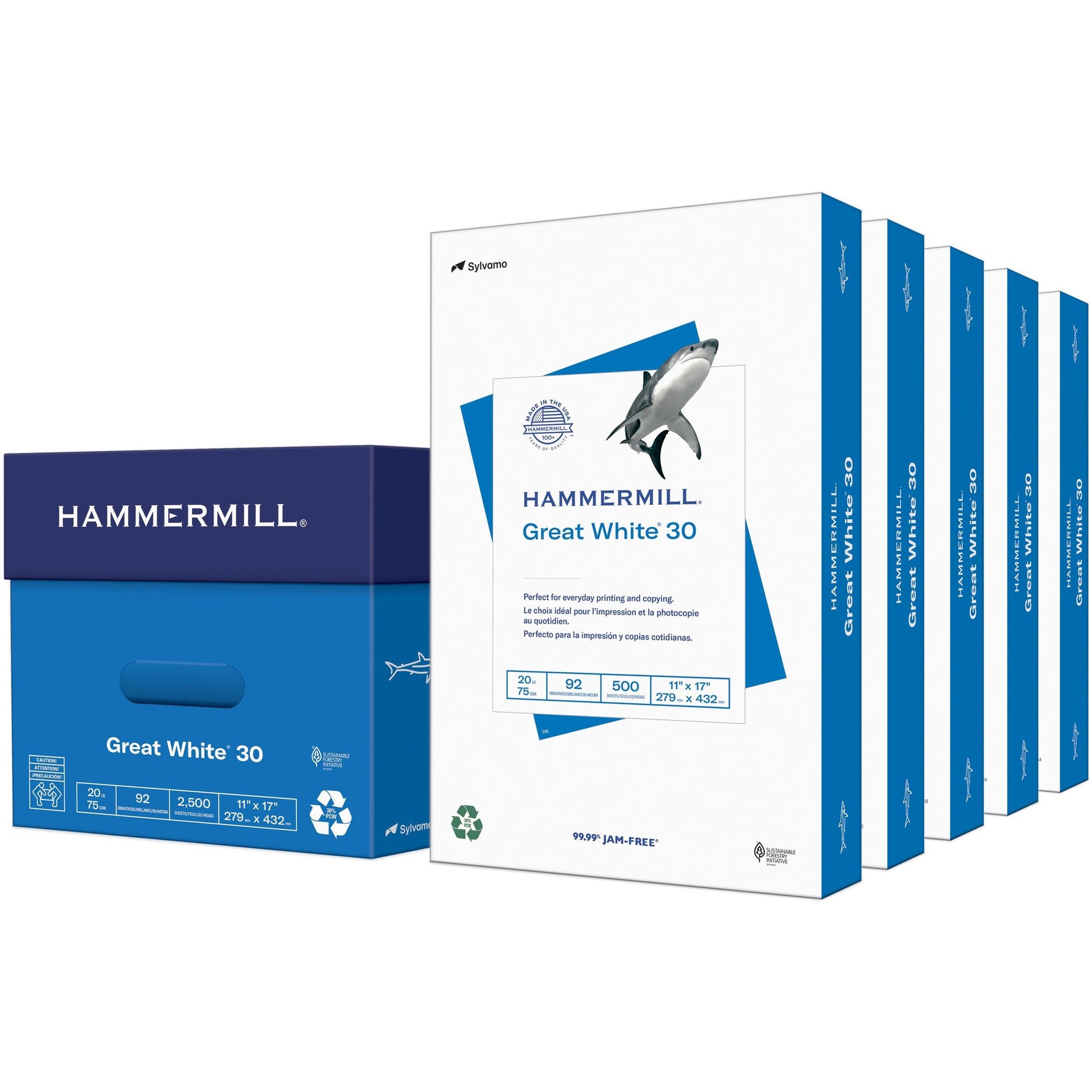 Hammermill Paper for Copy 11x17 Laser, Inkjet Recycled Paper - White - Recycled - 30% Recycled Content