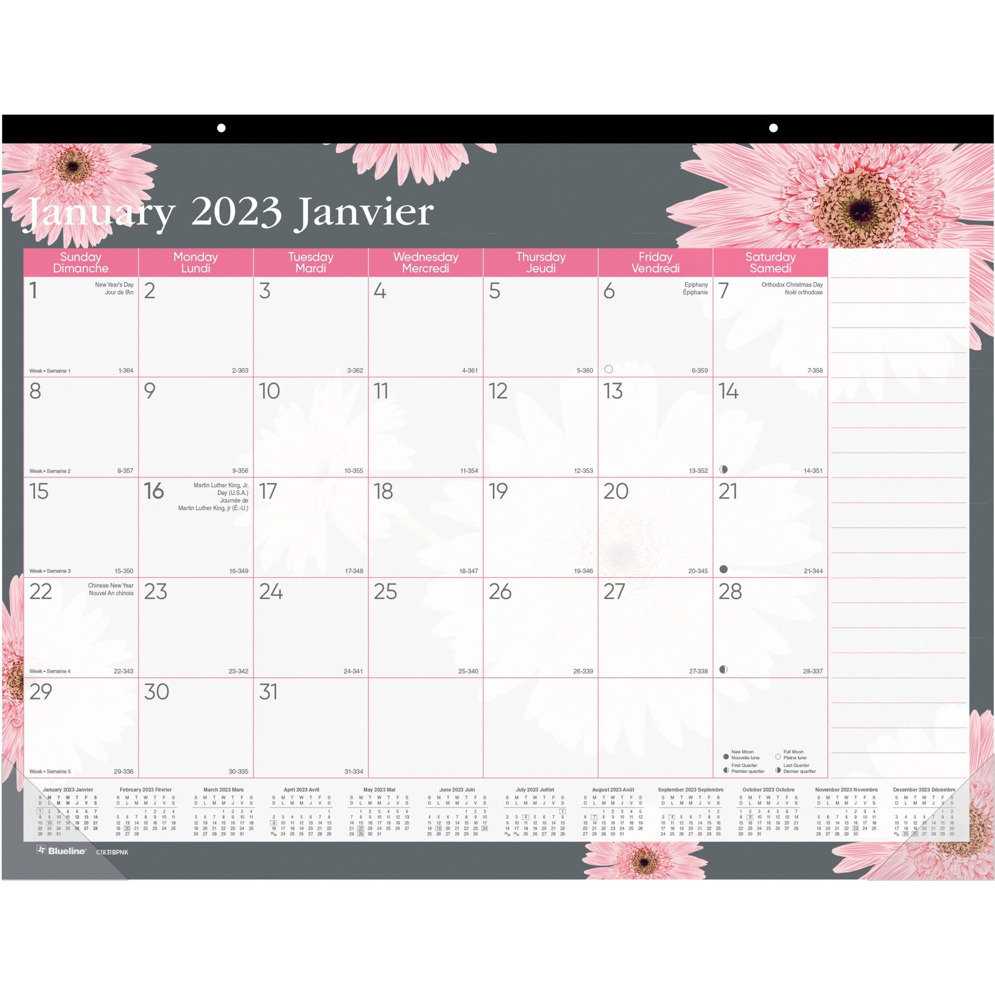 Blueline&reg; Pink Ribbon Monthly Desk Pads