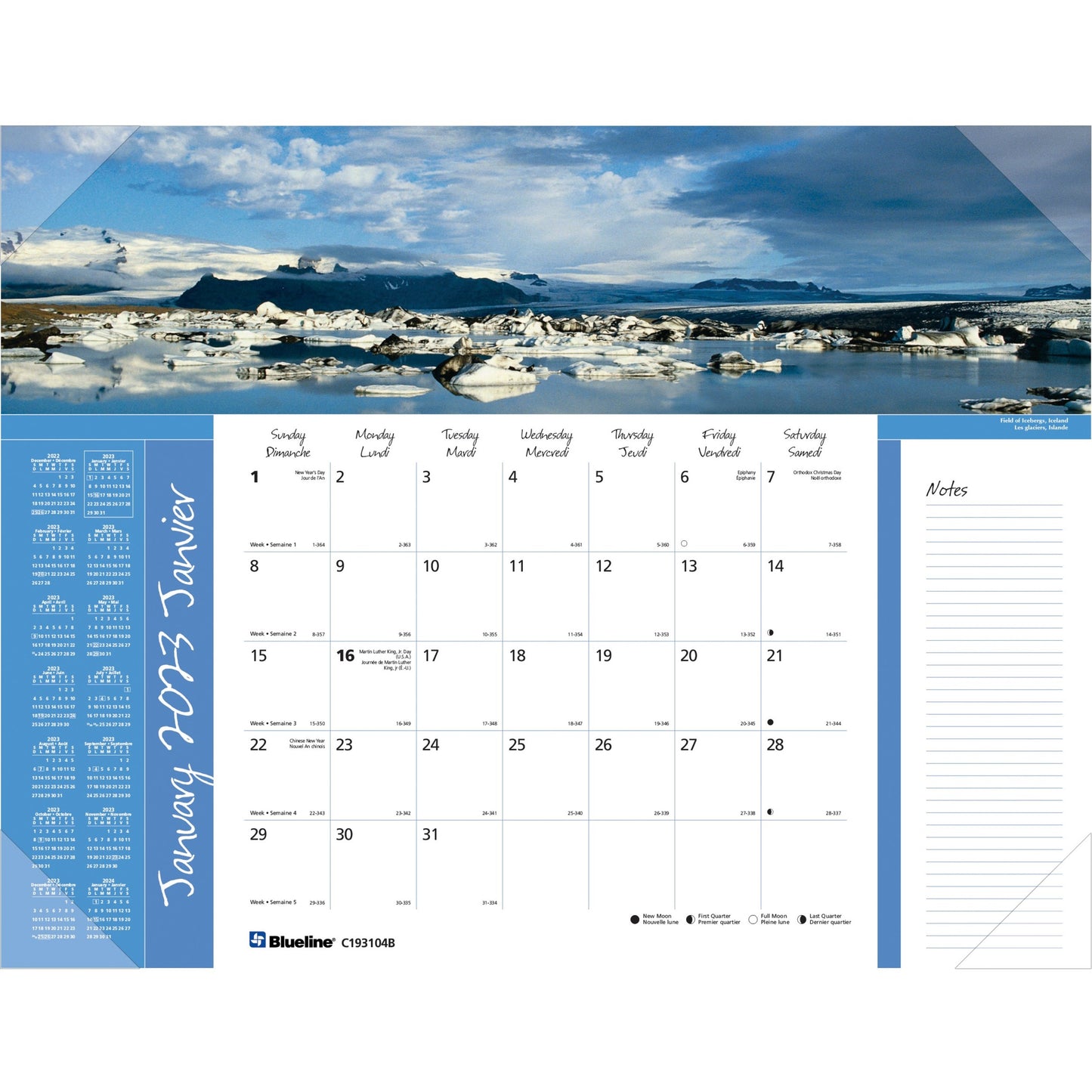 Blueline Blueline World Panorama Monthly Desk Pad Calendar