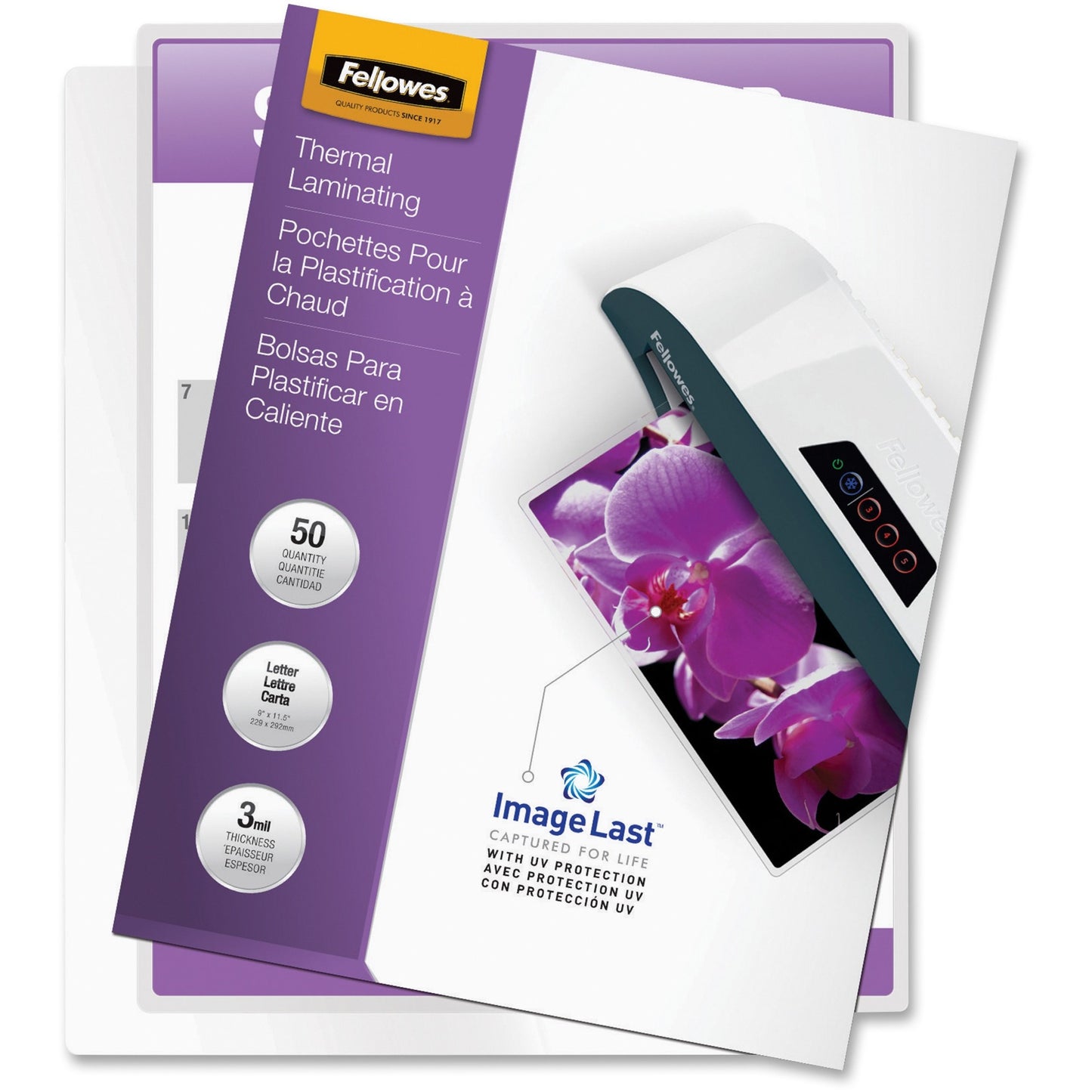 Fellowes Thermal Laminating Pouches - ImageLast&trade;, Jam Free, Letter, 3 mil, 50 pack