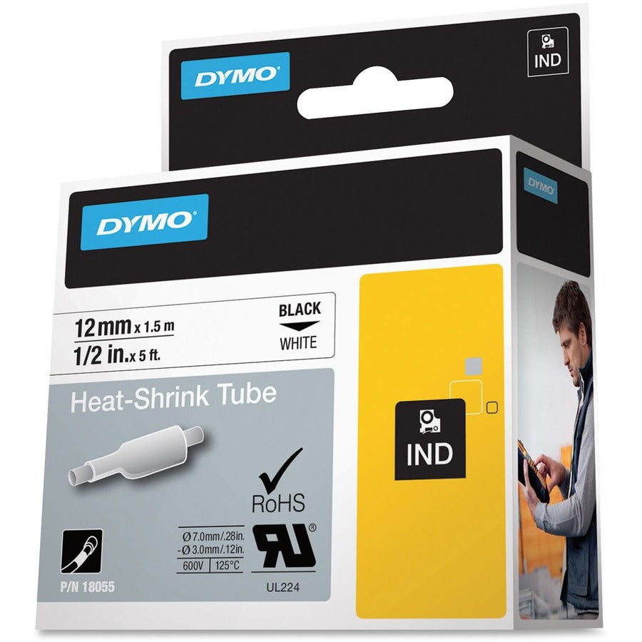 TAPE DYMO RHINO TUBE 12mm WHTE