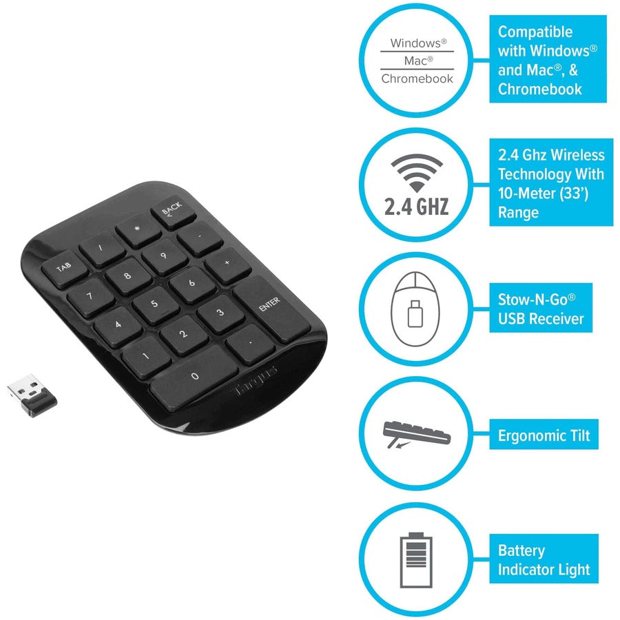 Targus Wireless Stow & Go Numeric Keypad - AKP11US