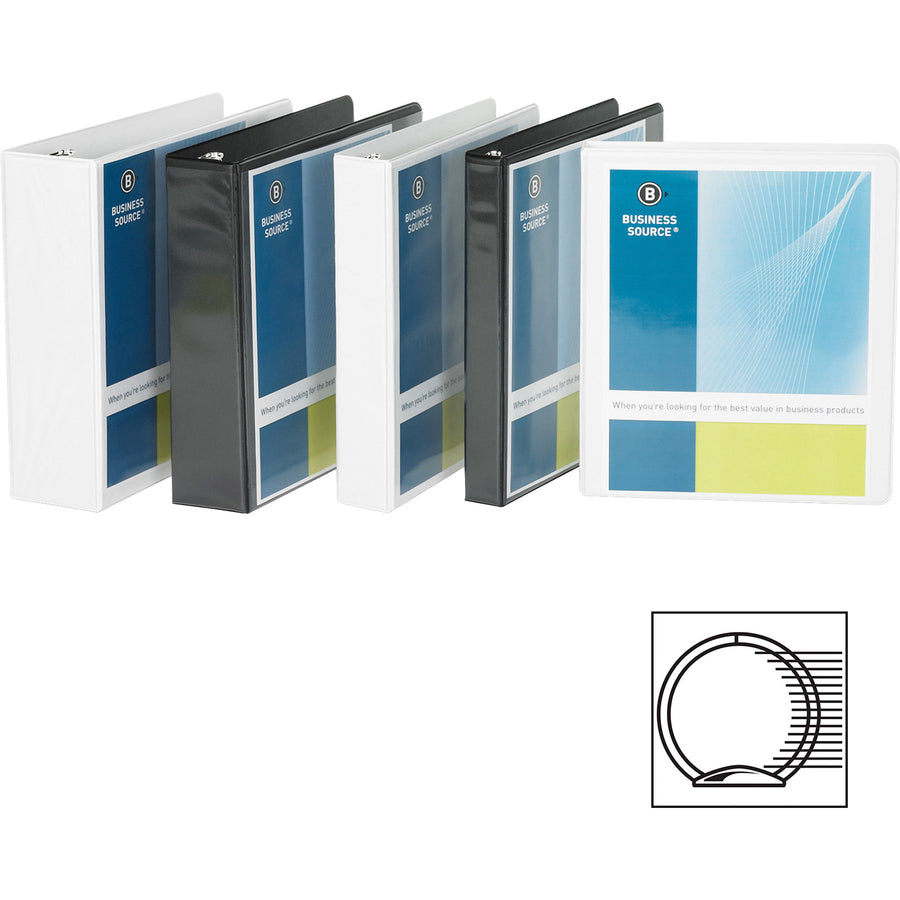 Business Source Round Ring Standard View Binders - 09983