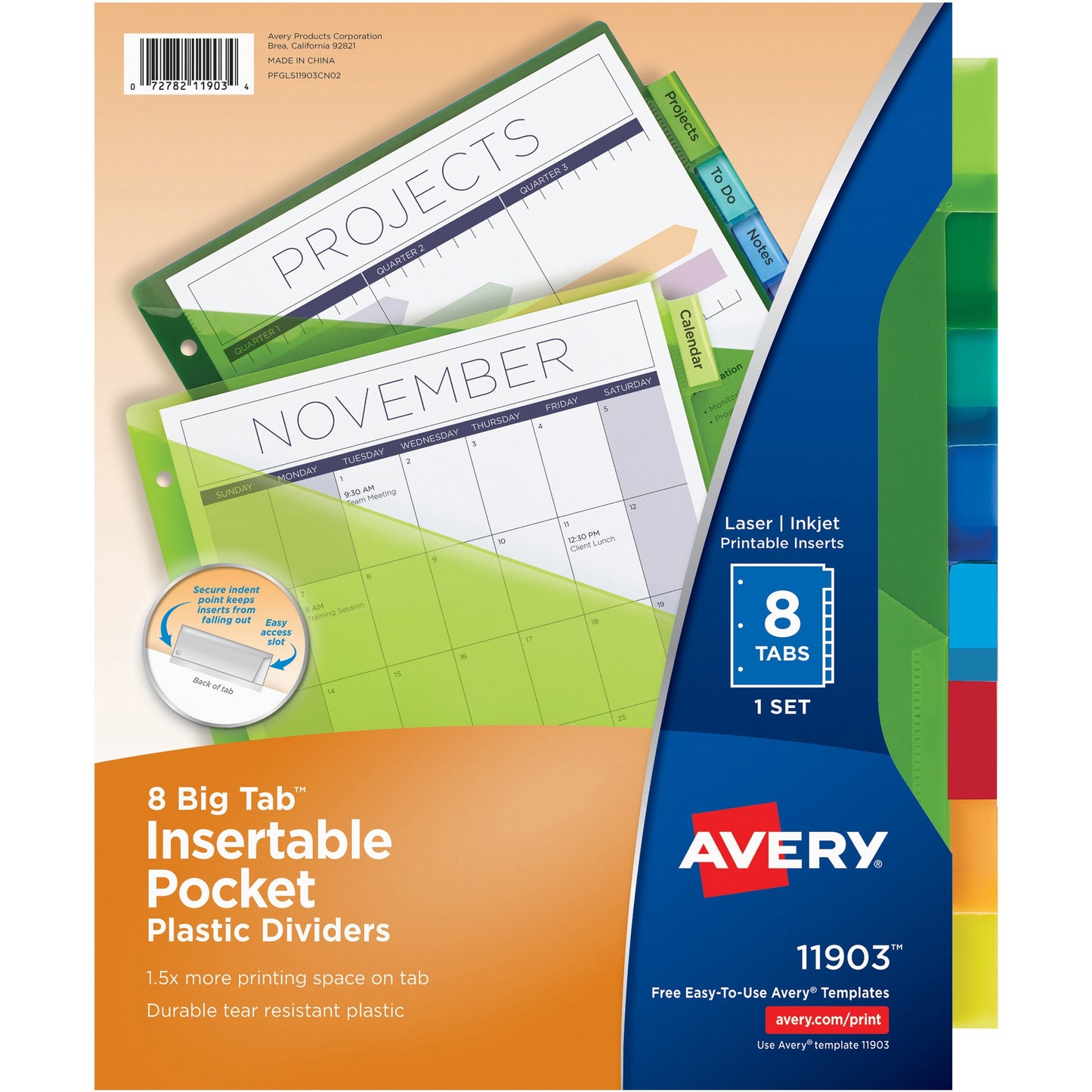 Avery&reg; Big Tab Insertable Plastic Dividers w/Pockets