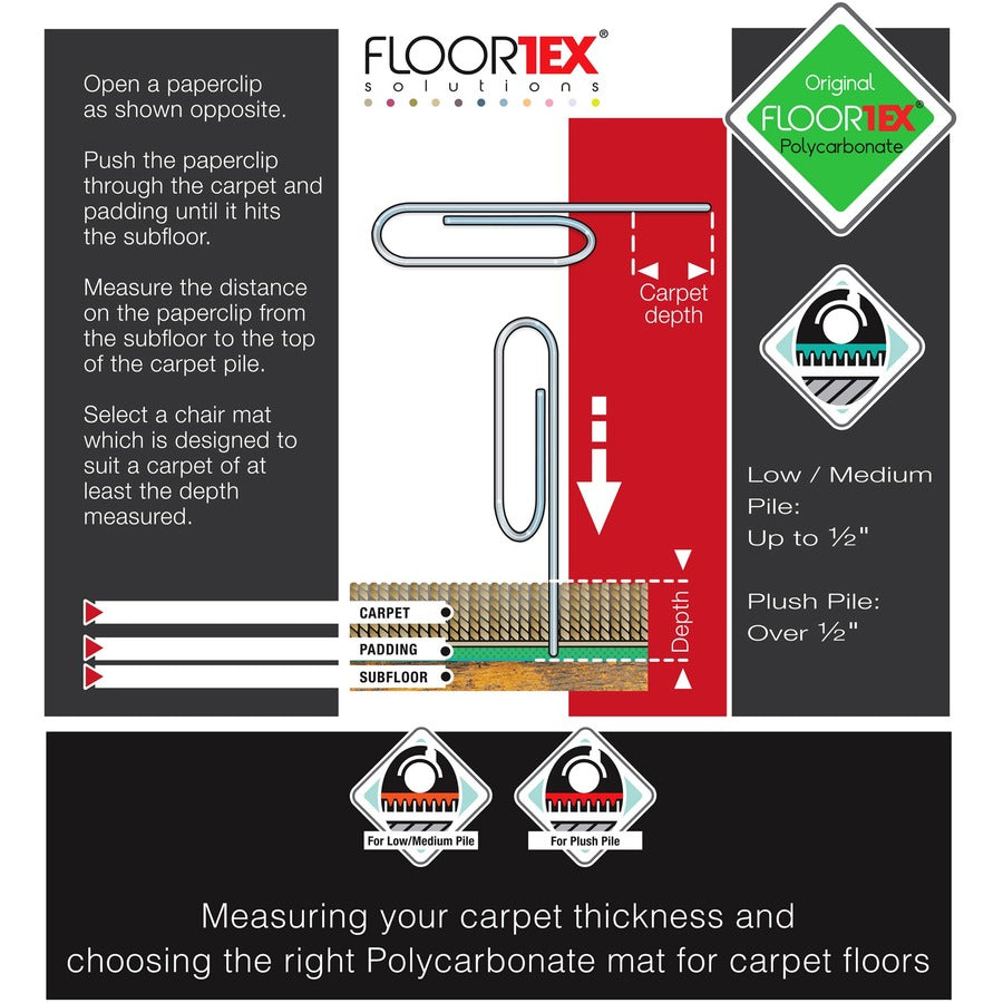 Cleartex Ultimat Low/Medium Pile Carpet Chairmat w/Lip - 1113423LR