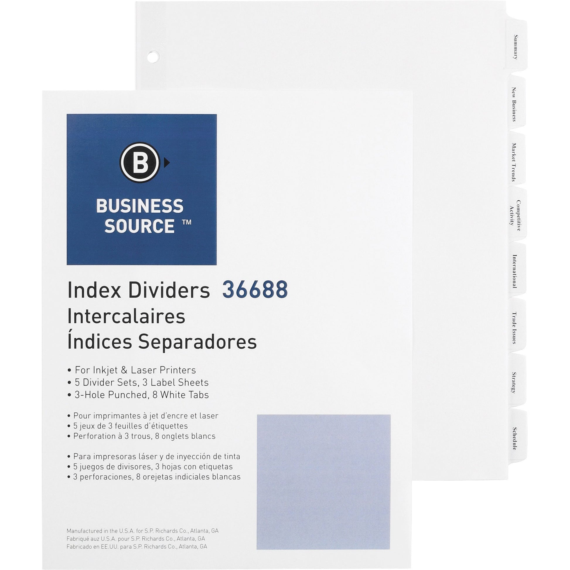 Business Source Punched Tabbed Laser Index Dividers