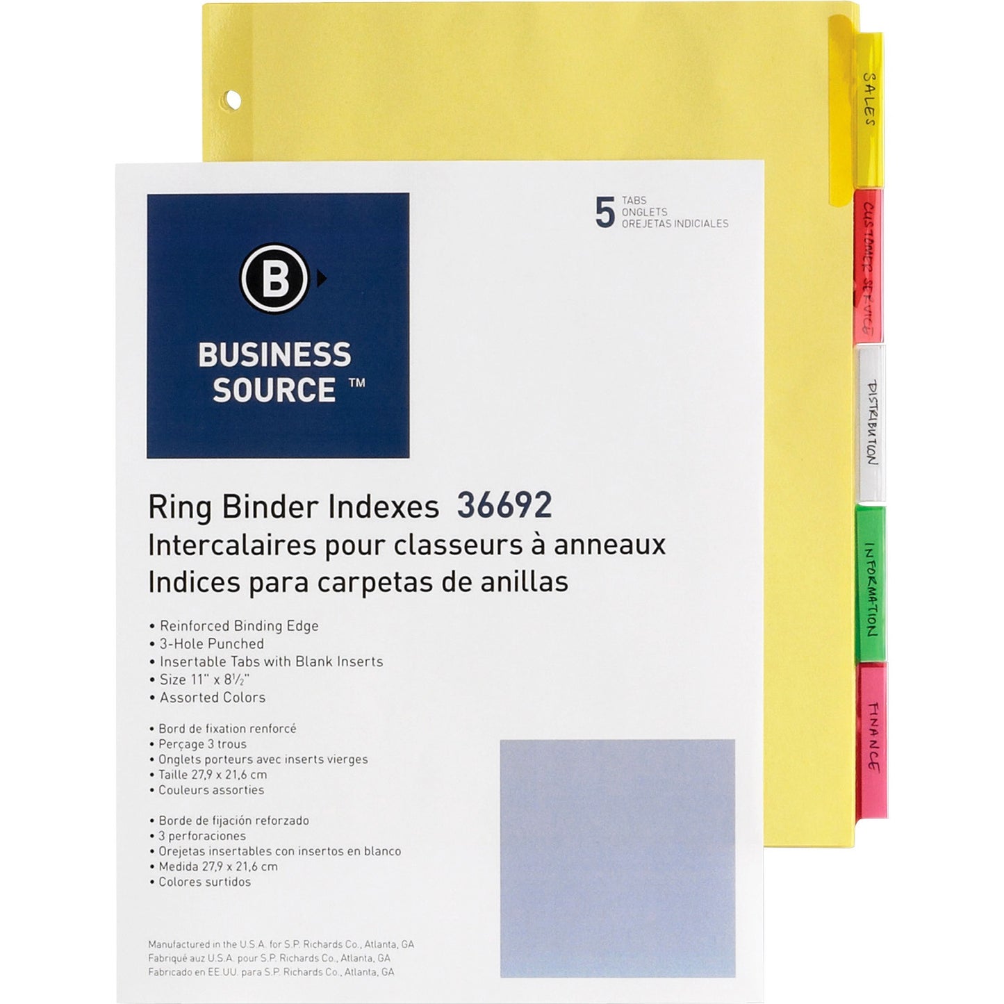 Business Source Insertable Tab Ring Binder Indexes
