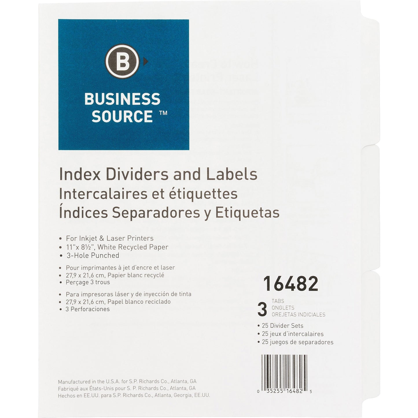 Business Source 3-Hole Punched Laser Index Tabs
