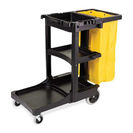 Rubbermaid Cleaning Cart with Zippered Yellow Vinyl Bag