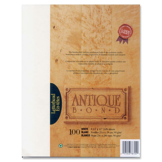 First Base Antique Bond 78724 Laser, Inkjet Bond Paper - White - Recycled