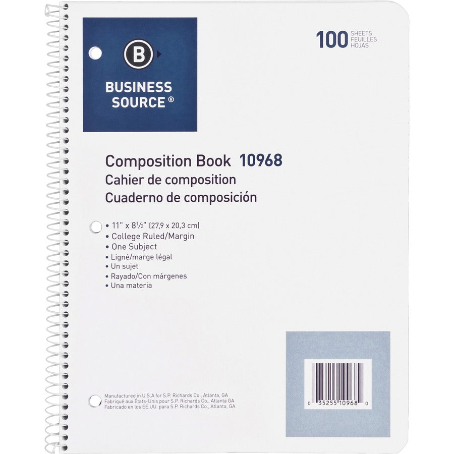 Business Source Wirebound College Ruled Notebooks - Letter - 10968