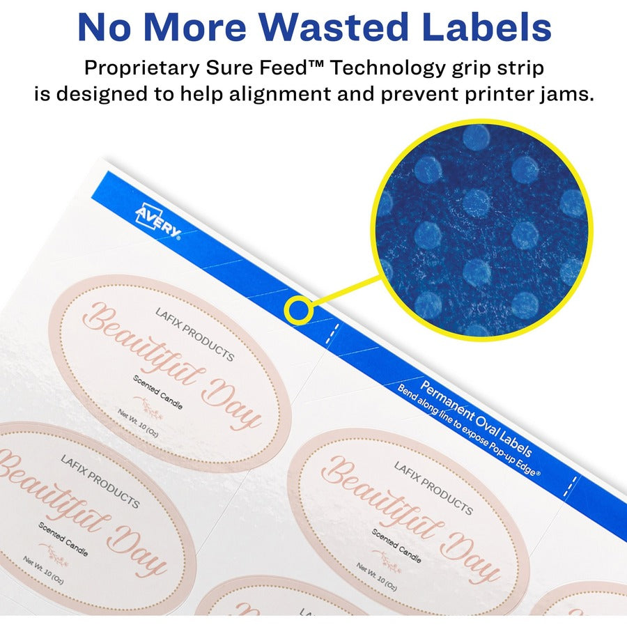 GLOSSY WHITE OVAL LABELS