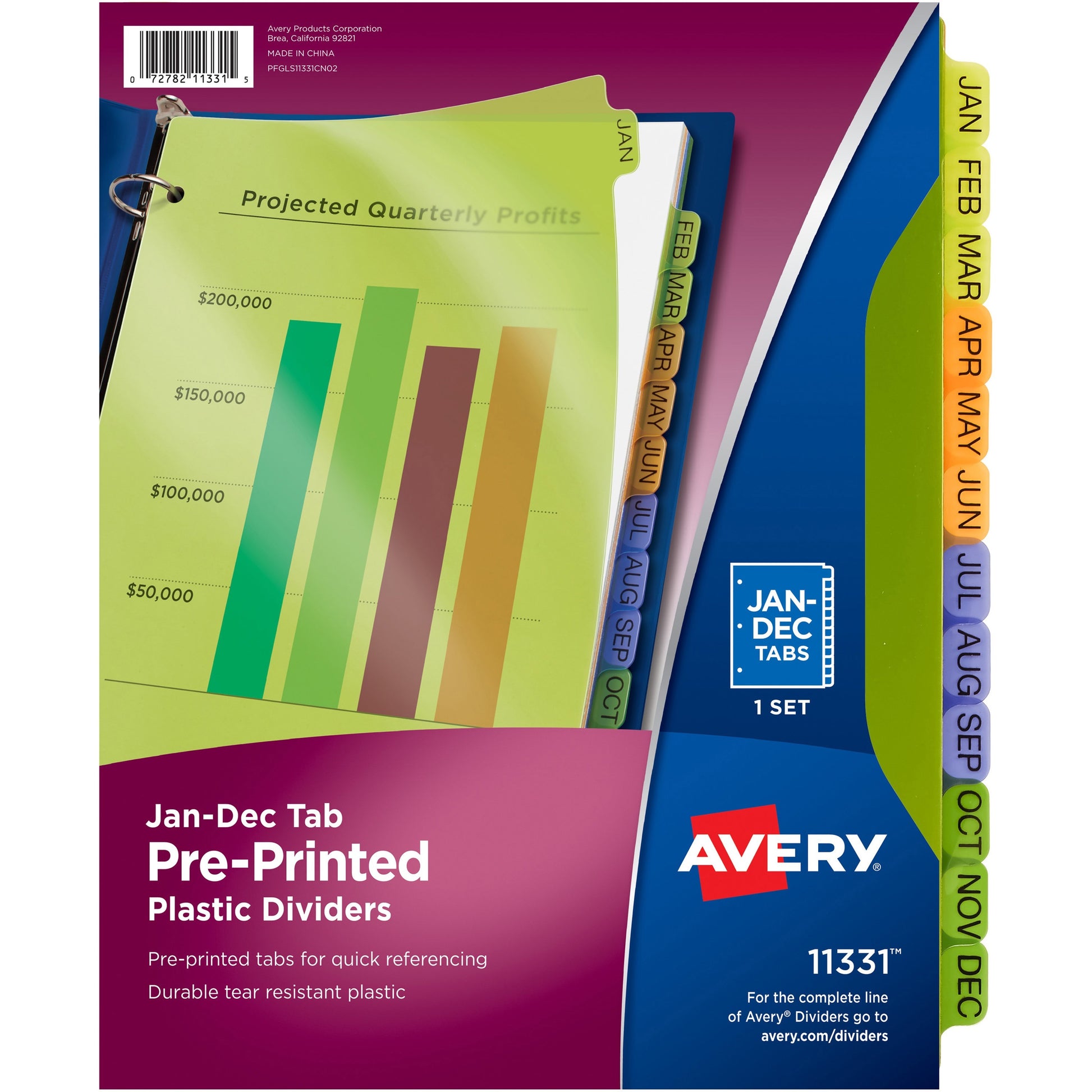 Avery&reg; Preprinted Monthly Tabs Plastic Dividers