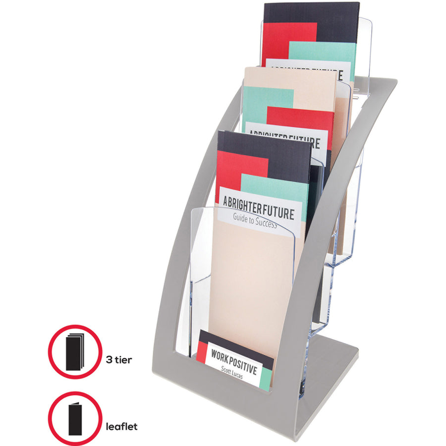 LIT STND 3-TIER LEAFLET*SILVER