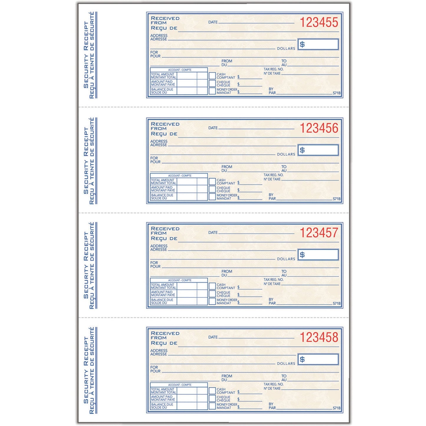 Adams Security Receipt Book