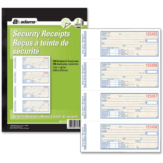 Adams Security Receipt Book - ADCS71B