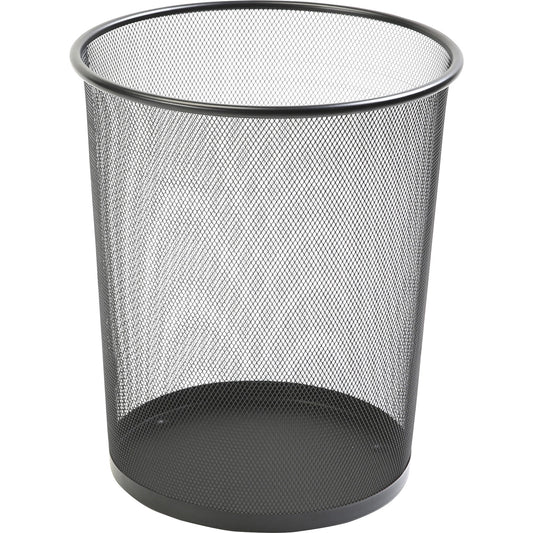 Lorell Black Steel Mesh Round Waste Bin