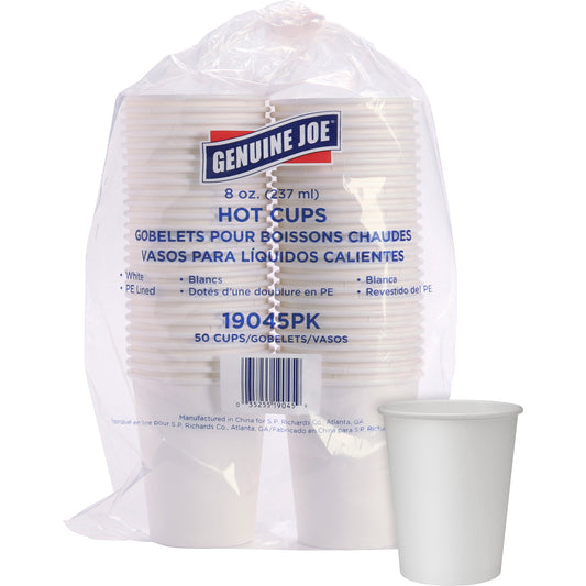 Genuine Joe Lined Disposable Hot Cups