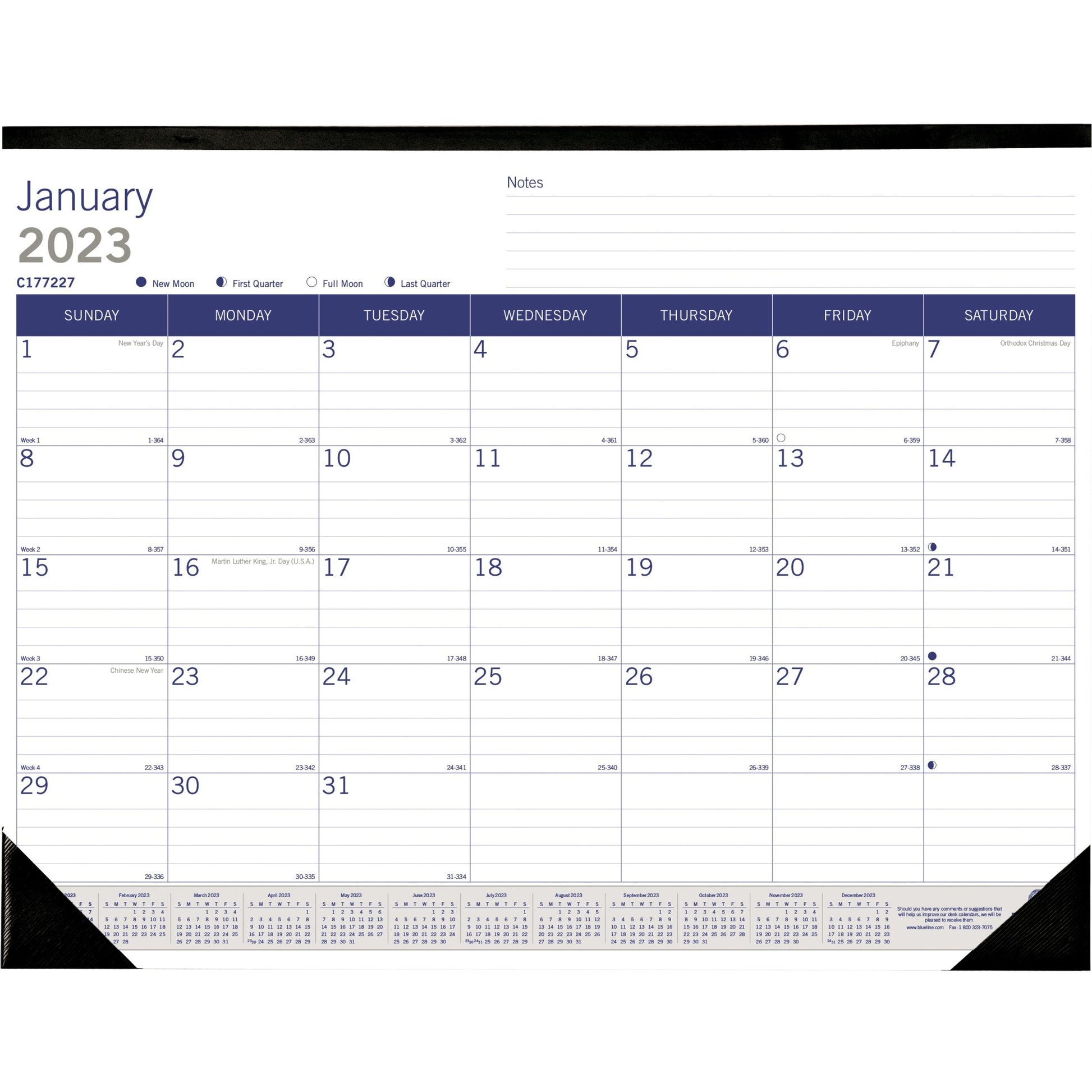 Blueline Blueline DuraGlobe Monthly Desk Pad Calendar