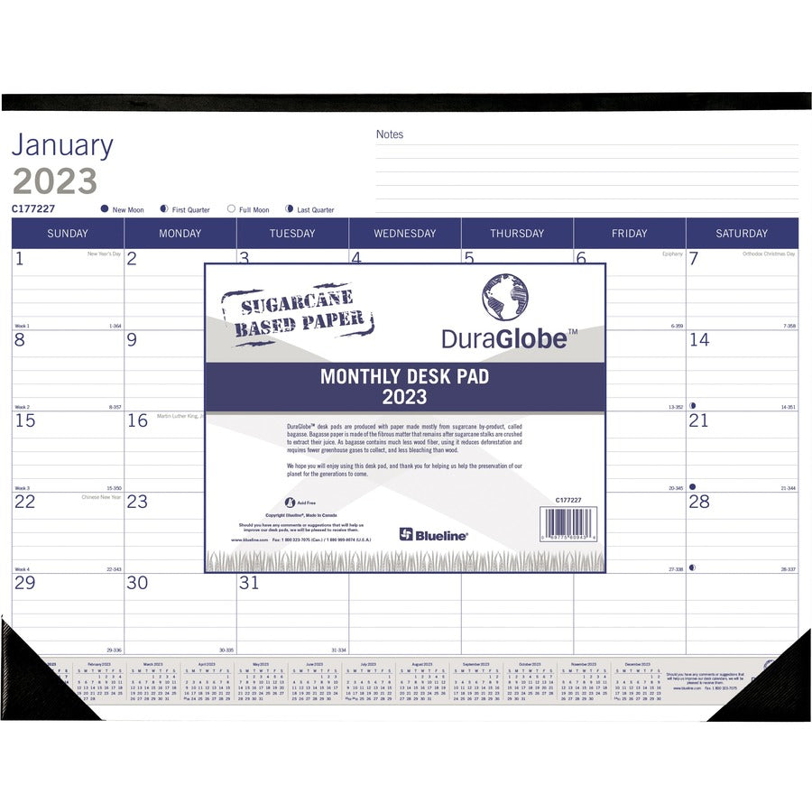 Blueline Blueline DuraGlobe Monthly Desk Pad Calendar - C177227