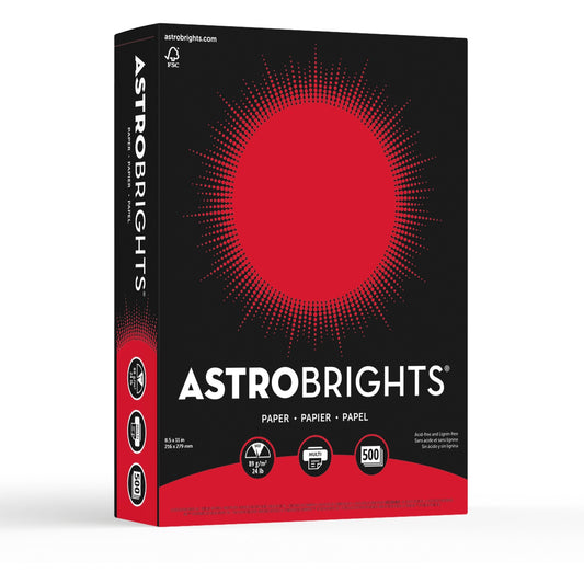Astrobrights Inkjet, Laser Colored Paper - Re-entry Red - Recycled