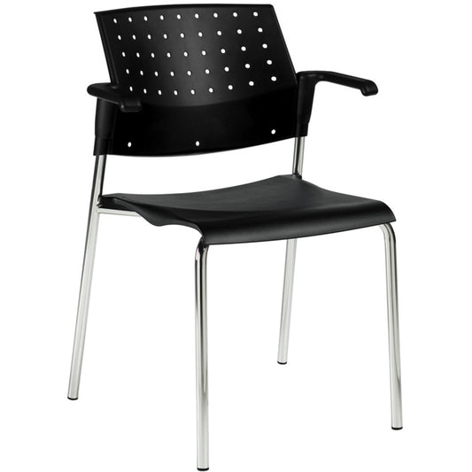 Global Stacking Armchair with Polypropylene Seat and Back - Wall Saver Frame