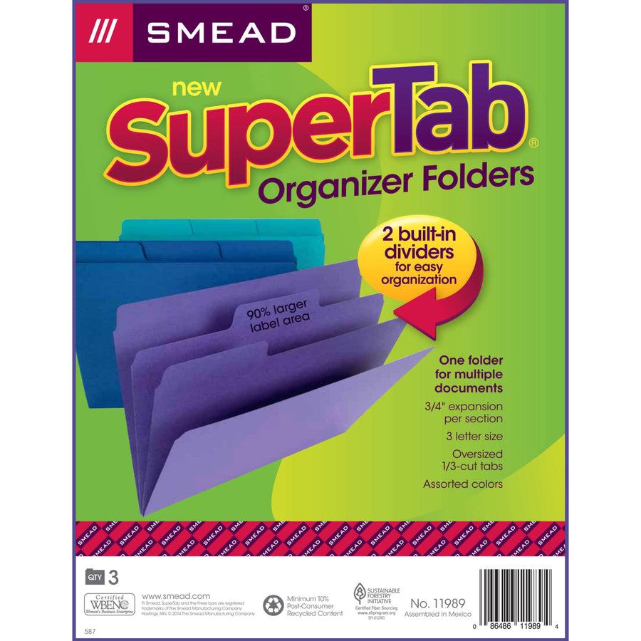 FOLDER LTR 2-DIV SUPERTAB*3/PK