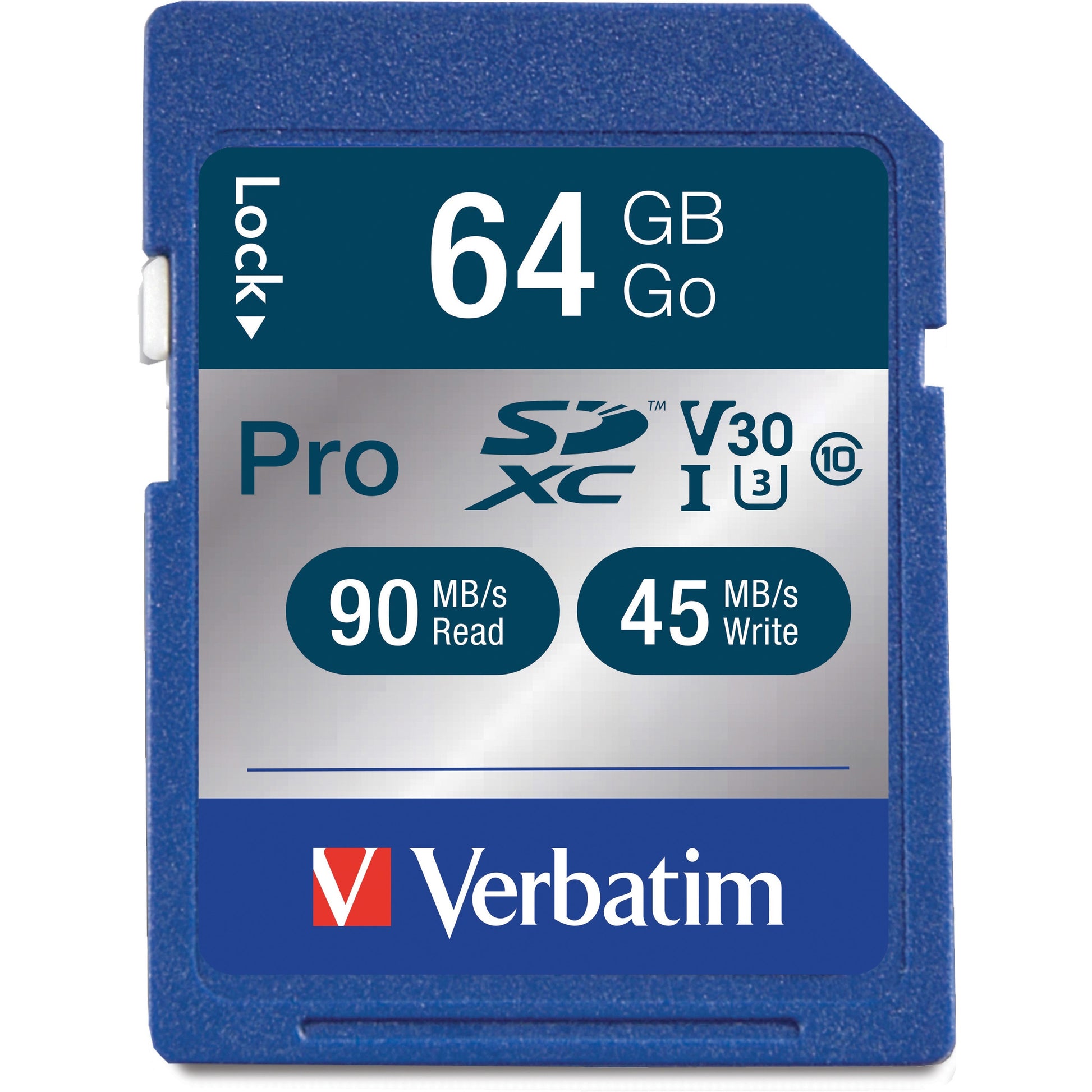 Verbatim 64GB Pro 600X SDXC Memory Card, UHS-I V30 U3 Class 10