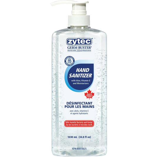 Zytec Germ Buster Sanitizing Gel - 1030 mL - Pump Bottle Dispenser - Kill Germs, Bacteria Remover - Hand - Clear - 1 Each