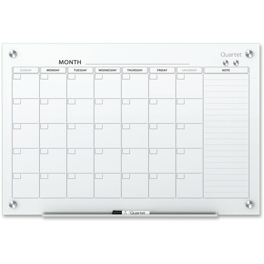 Quartet Infinity Magnetic Glass Dry-Erase Calendar Board - 3' x 2'