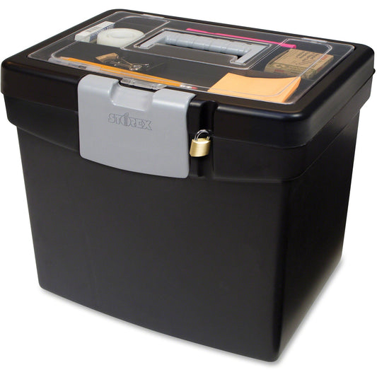 Storex Portable File Box with Top Organizer