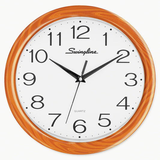 Swingline 12" Woodgrain Round Wall Clock