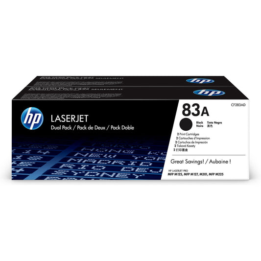 HP 83A (CF283AD) Original Toner Cartridge - Dual Pack - Black