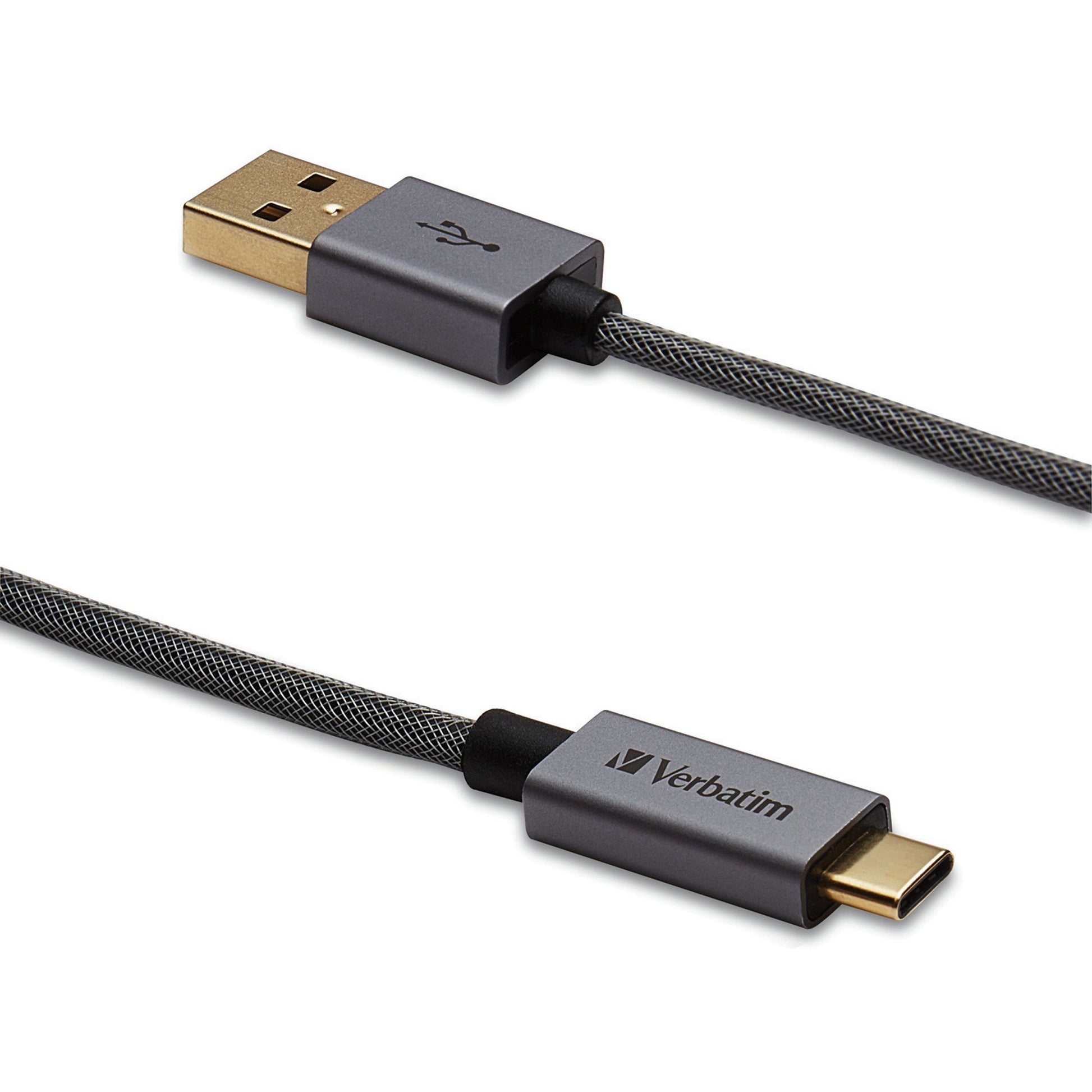 Verbatim USB-C to USB-A Cable - 47 in. Braided Black