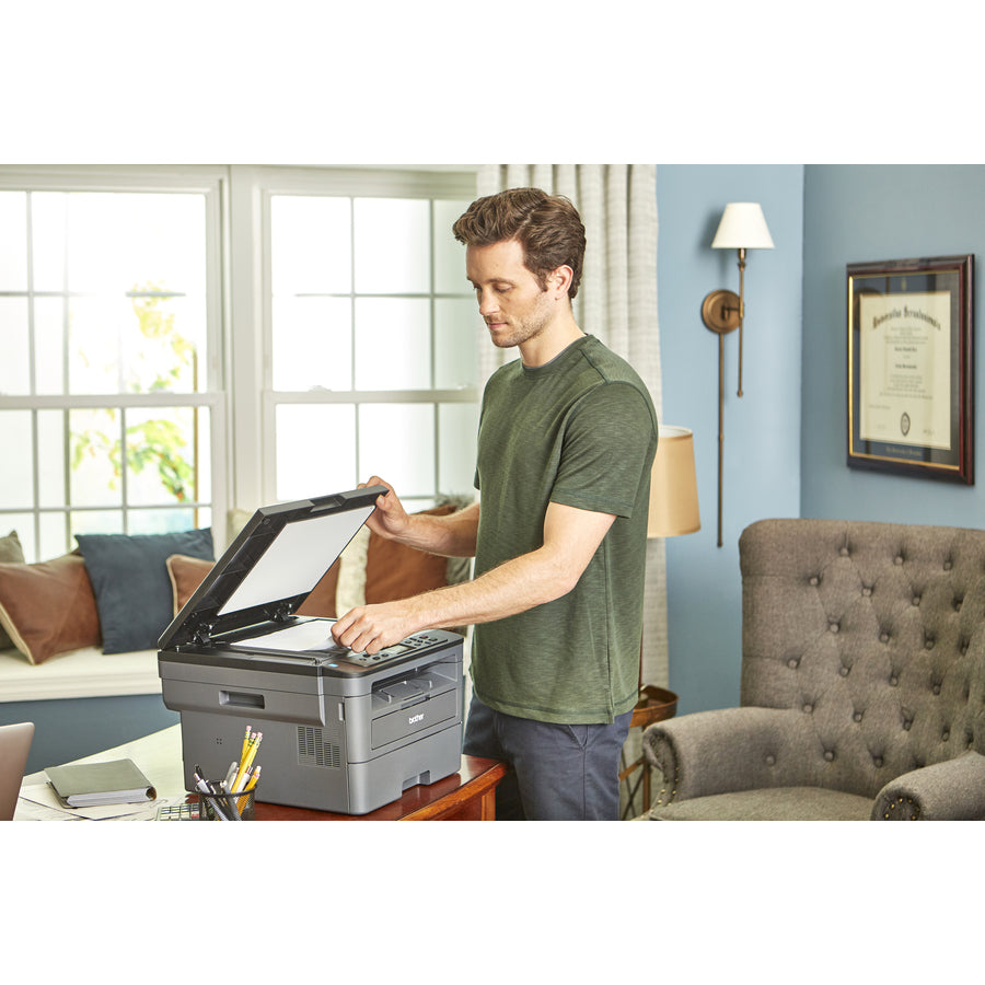 Brother HL-L2390DW Monochrome Laser Printer with Convenient Flatbed Copy & Scan-Duplex and Printing-Copier/Scanner-32 ppm Mono Print-2400x600 dpi Print-Automatic Duplex Print-1xInput Tray 250 dpi LAN - HL-L2390DW